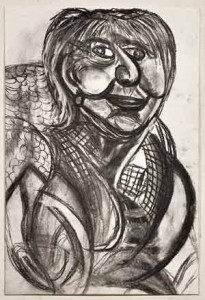 Portrait of Judy Holding by Michael Camakaris, Not titled 2014, charcoal on paper, 56 x 38cm, Represented by Arts Project Australia.