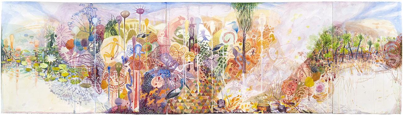 Farewell Landscape, 2019, Watercolour on Arches, 51 x 186 cm