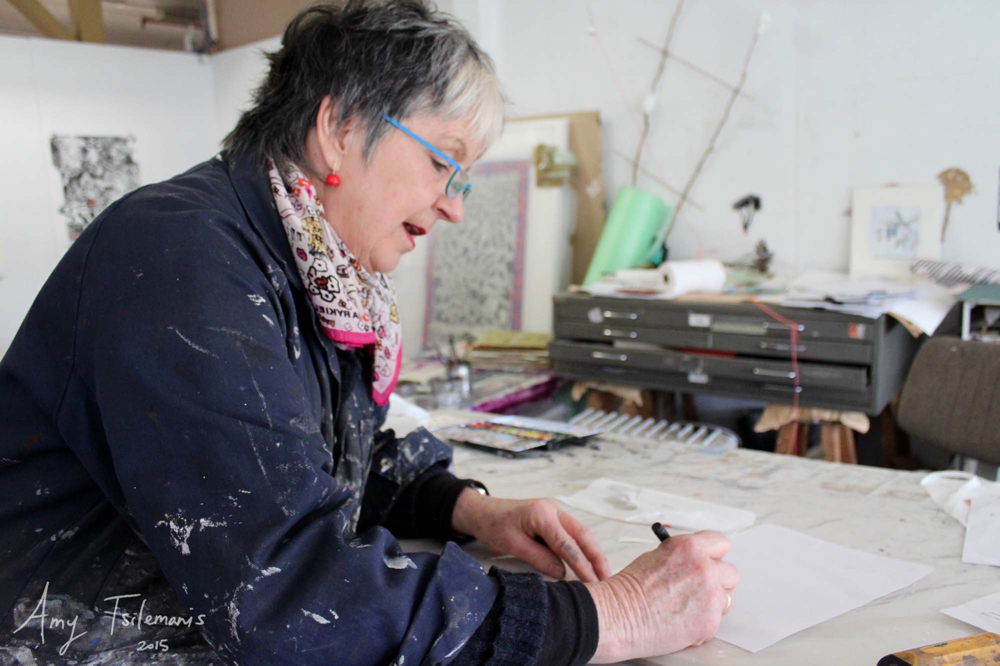 Judy Holding in her studio