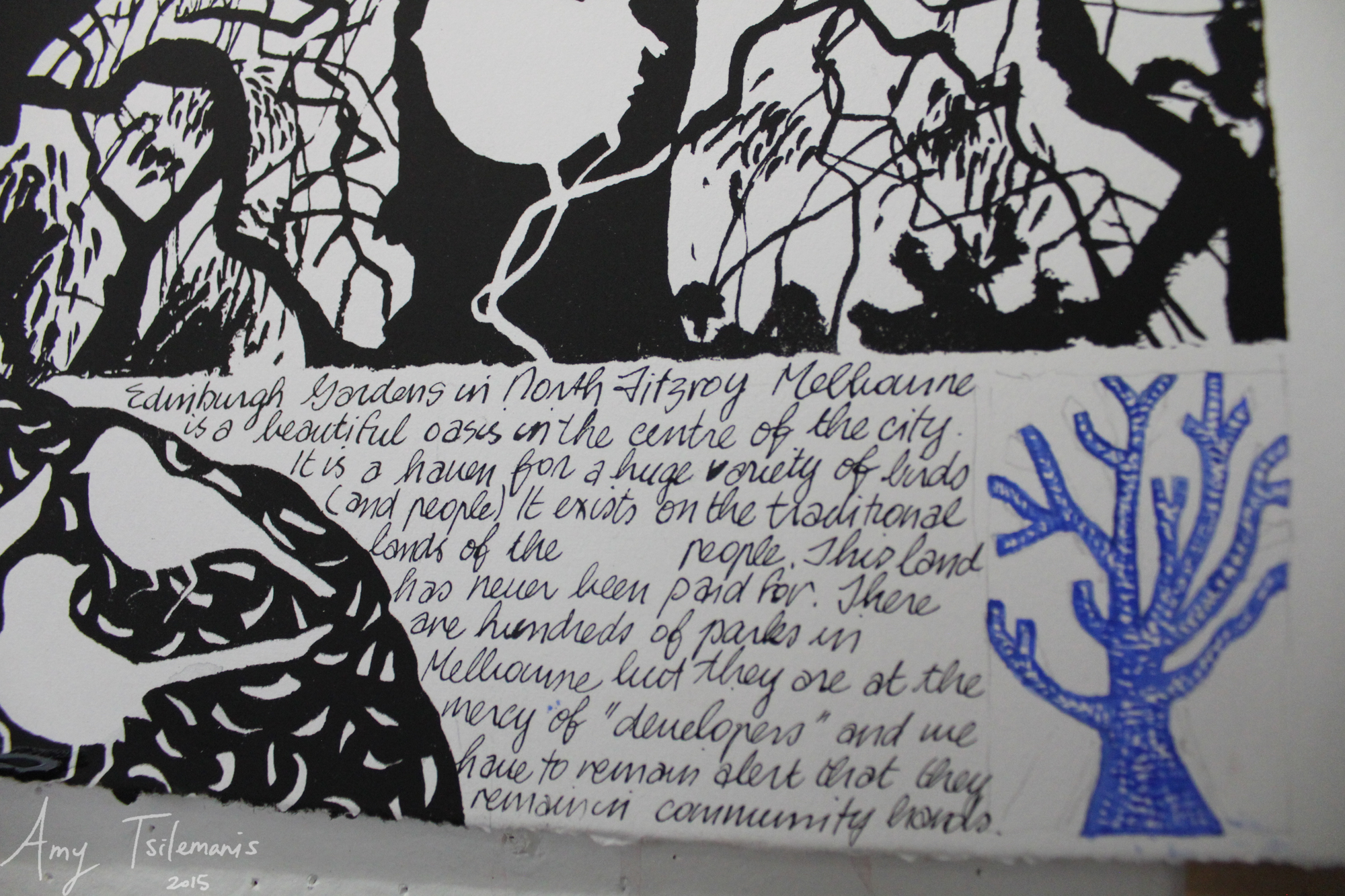Detail of Judy Holding artwork, Edinburgh Gardens.