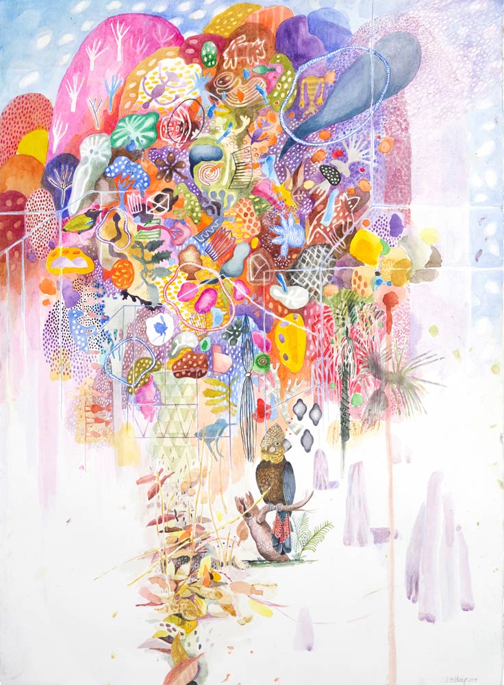 Chicken Hawk Dreaming, 57 x 152cm, watercolor on paper, 2017