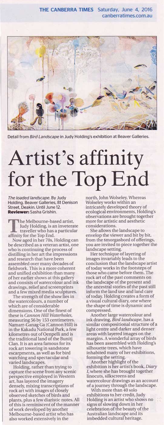 Review of Judy Holding's The Loaded Landscape in the Canberra Times